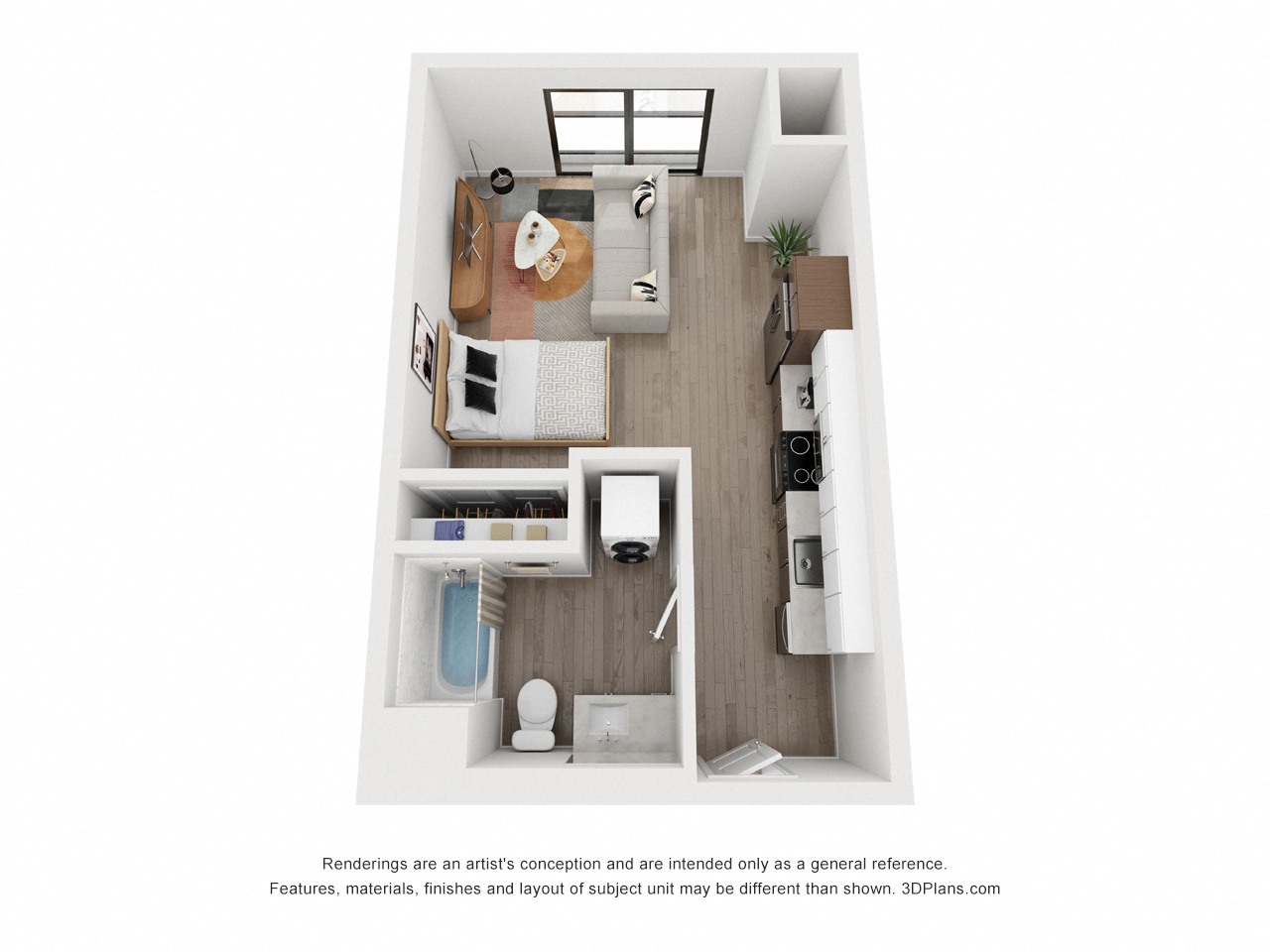 One bedroom floor plan  The Mansion_A1
